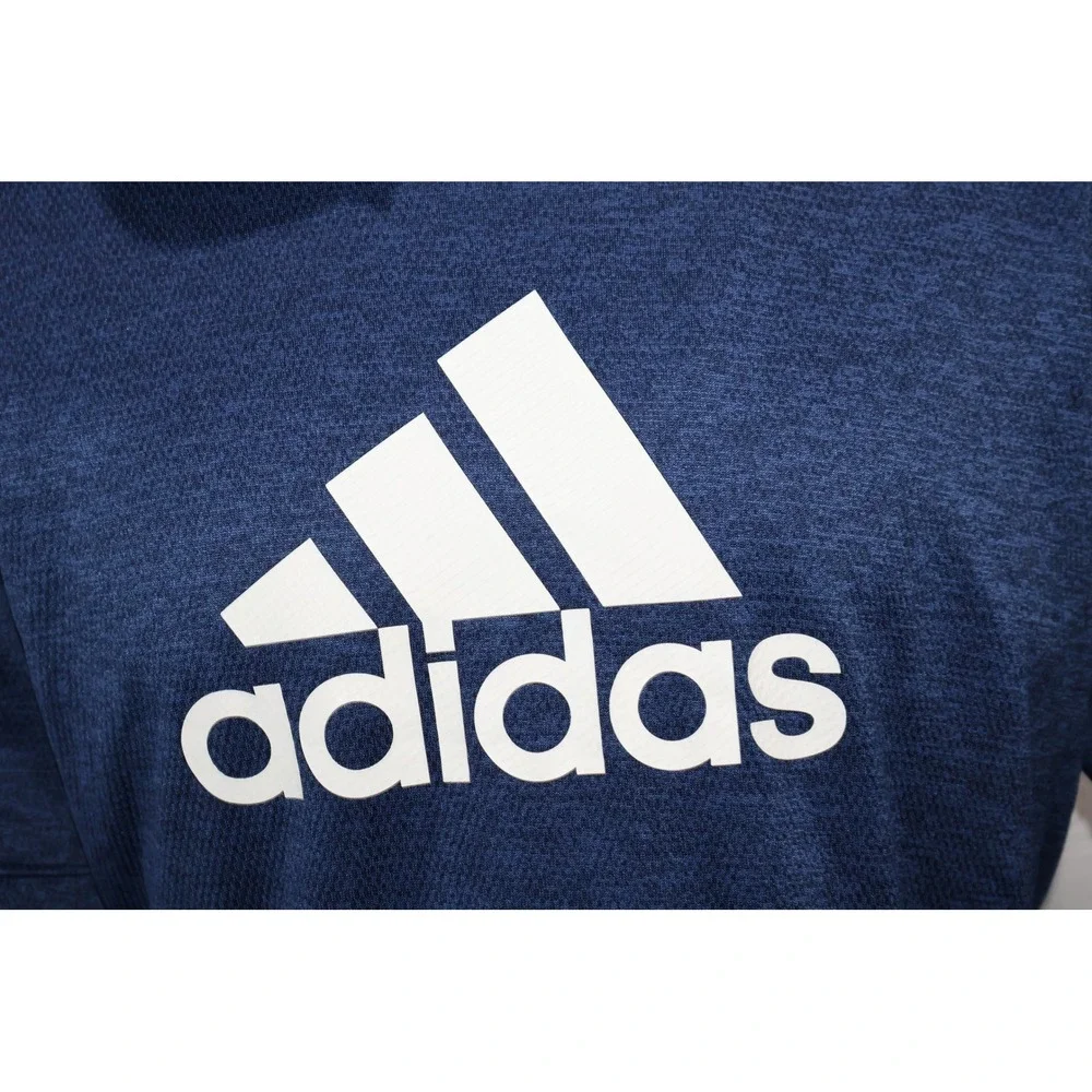 Adidas Hoodie Men 2XL XXL Blue Logo Pullover Long Sleeve Gym Workout
